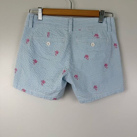 LILLY PULITZER Seersucker Palm Tree Shorts Size 0 Women's Blue stripe pink - Picture 5 of 5